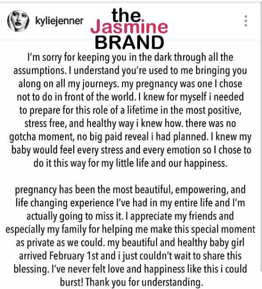 Kylie Jenner Explains Why She Kept Pregnancy Secret [video] Thejasminebrand