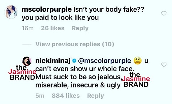 Nicki Minaj Responds To Troll Saying Her Body Is Fake - 'You're Miserable & Ugly'