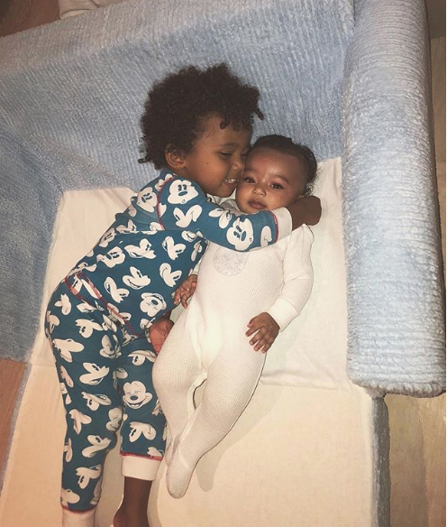 Saint West Hugs-It-Out w/ Infant Baby Sister Chicago [Photo]