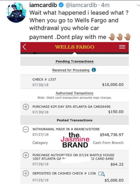 Cardi B Withdrew Half Million Dollars, Paid Cash For New Lambo - I Didn ...