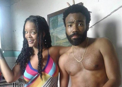 Rihanna & A Shirtless Donald Glover Spotted Filming New Movie
