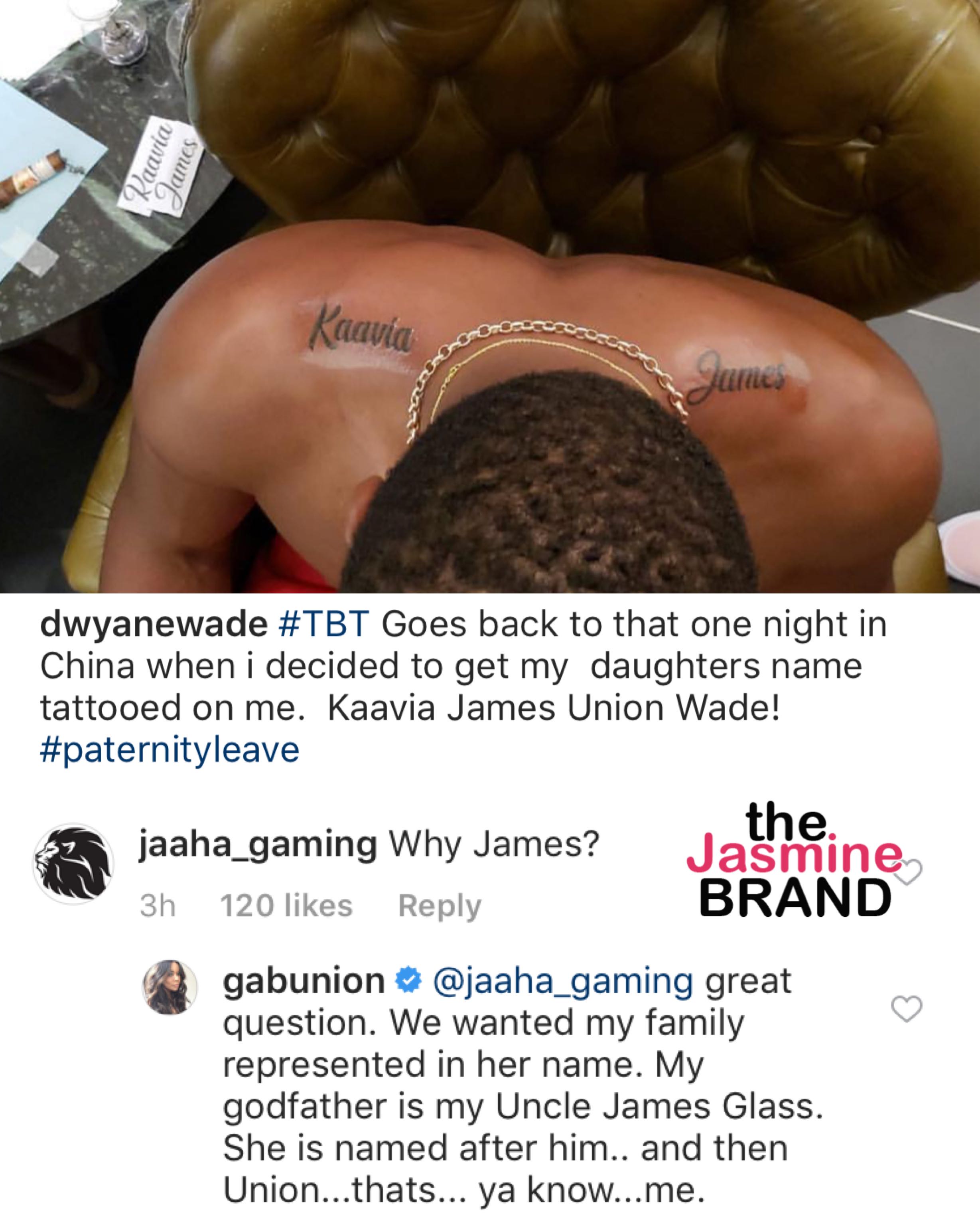 Dwyane Wade got a tattoo, the name of his newborn daughter