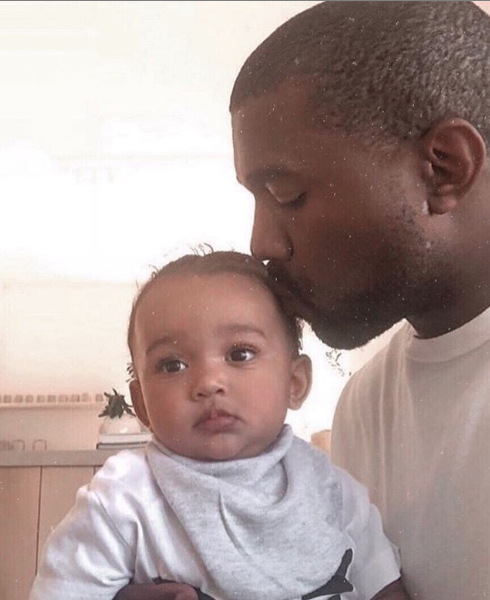 Kanye Sweetly Kisses Baby Chicago [Photo]