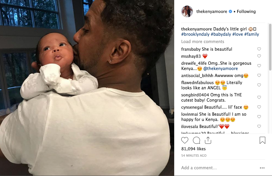 Kenya Moore S Husband Cradles Baby Girl Brooklyn Photo