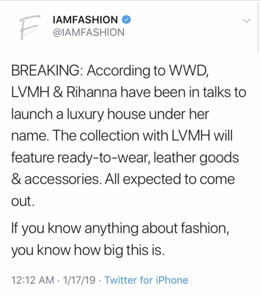 Rihanna in talks to launch fashion house with LVMH - Bizwomen