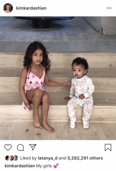 Kim Kardashian snuggles with baby Chicago, Saint and North in cute pic