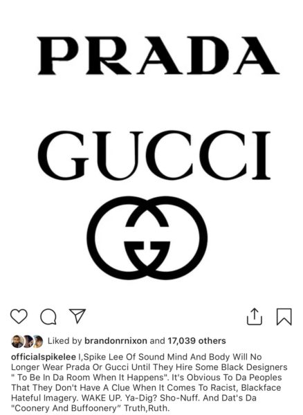 Spike Lee Boycotts Gucci, Prada Over: They Have NO Clue When It Comes ...