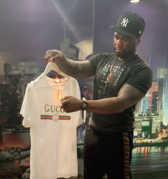 50 Cent Sets Gucci Shirt On Fire, Joins Boycott [VIDEO]