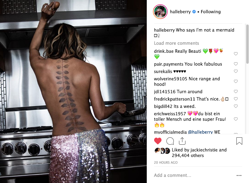 Halle Berry Is Topless W/ A Haute Back Tattoo! 