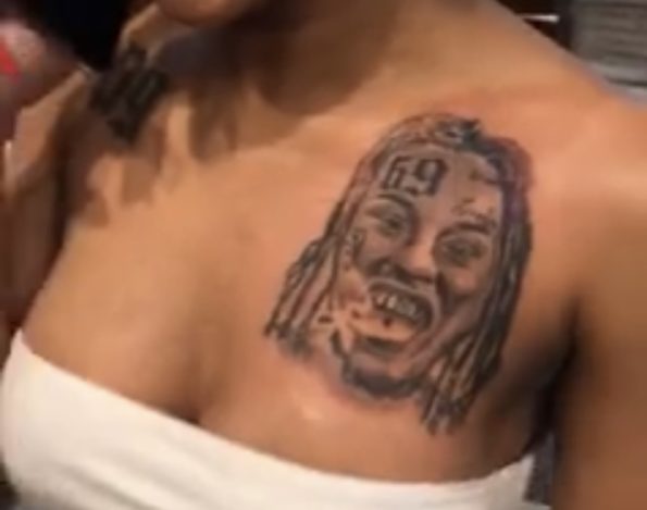 Tekashi69's Girlfriend Jade Gets Tattoo of His Face