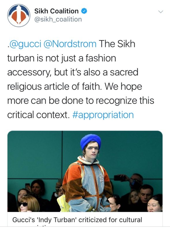 Cultural appropriation by Gucci and  receives fierce backlash