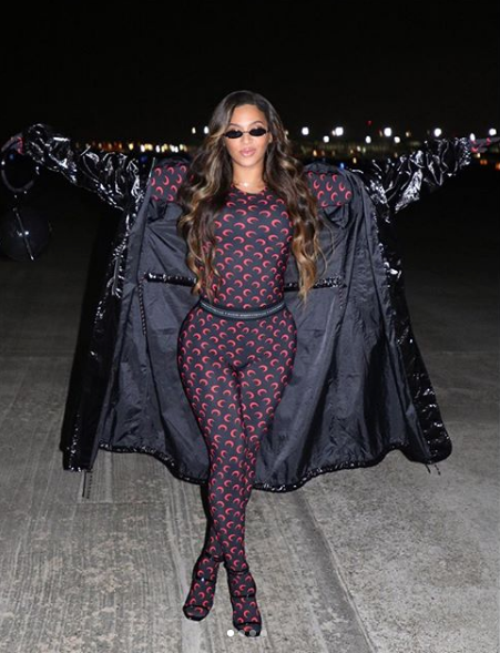 Beyonce Debuts Dark Hair, Rocks Marine Serre Fashion [Photos]