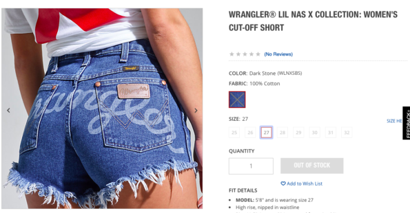 wrangler lil nas shorts