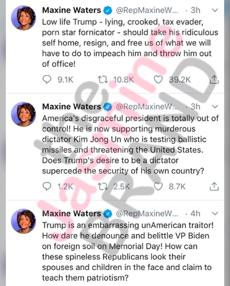 Americas Most Patriotic Porn Star - Maxine Waters Calls President Trump A 'Low Life, Lying ...