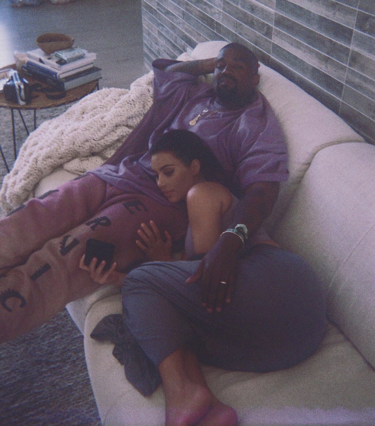 Kim Kardashian Sweetly Snuggles W/ Husband Kanye West - theJasmineBRAND