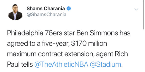 Ben Simmons, Philadelphia 76ers agree to $170 million max contract extension