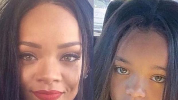 Rihanna Almost Drops Her Phone, After Discovering Look-A-Like Child [Photo]