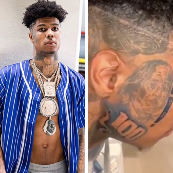 Blueface Debuts New Face Tattoo Releases Songs About Kicking Mom