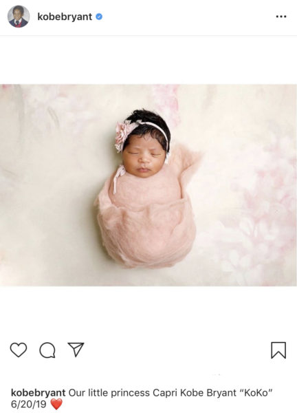 Kobe Bryant Shares First Photo of 'Little Princess' Capri Kobe