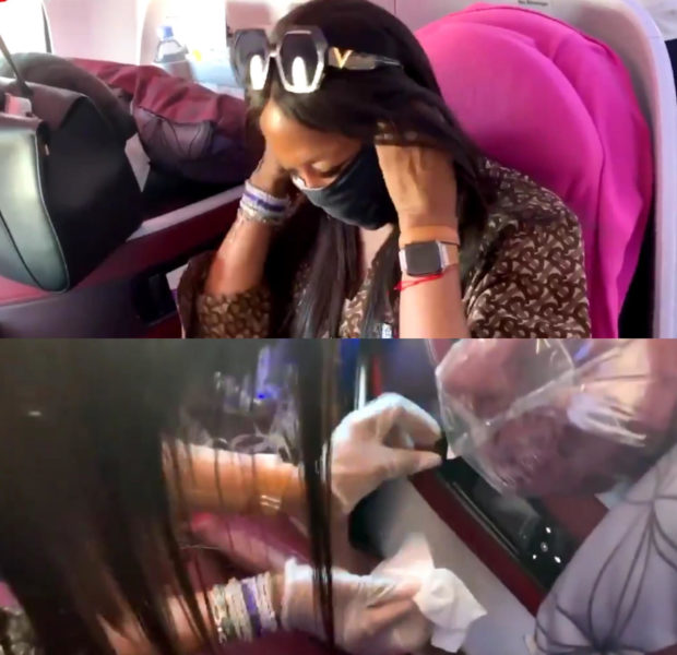 Naomi Campbell Fully Sanitizes Her Seat On Every Plane She Gets On, Wearing Gloves & A Mask: “I don’t care what people think of me!”