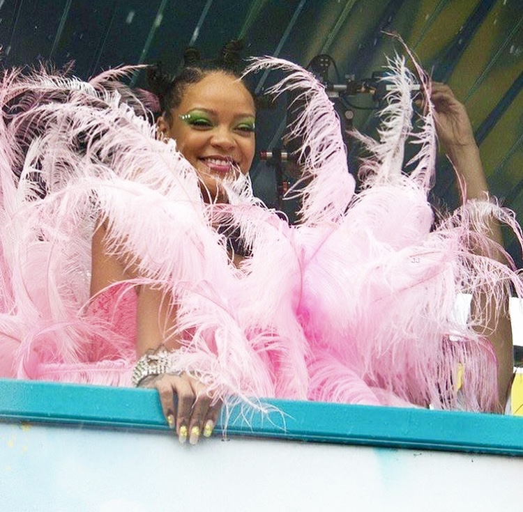 Rihanna Dazzles Cropover Festival In Pink Feathers! theJasmineBRAND