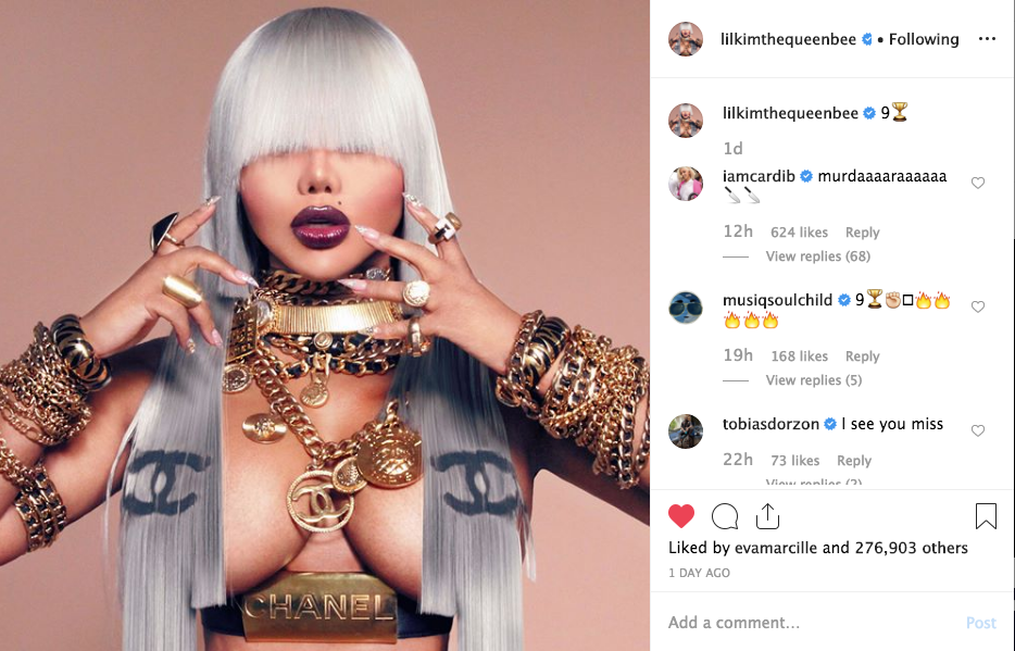 Lil Kim Stuns In MCM Poses Topless In New Chanel Designed Hair