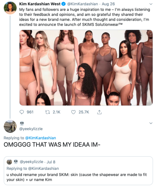 Kim Kardashian - Fan Claims They Gave Reality Star New Name For Her Shapewear  Line, SKIMS - theJasmineBRAND