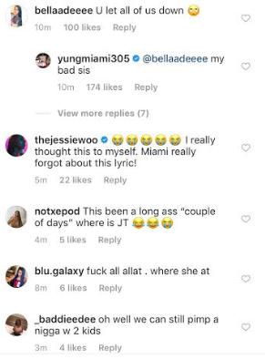 Yung Miami Jokes That She 'Let JT Down' When She Got Pregnant ...