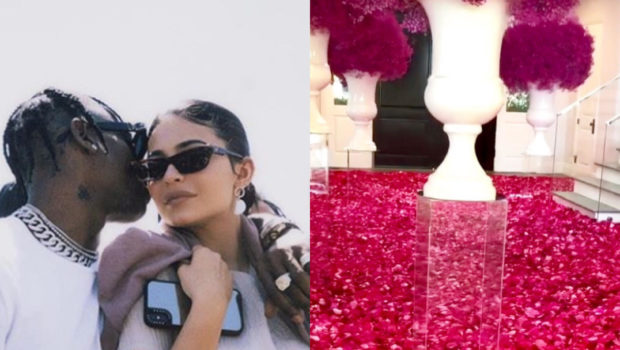 Travis Scott Covers Kylie Jenner’s Home With Red Roses