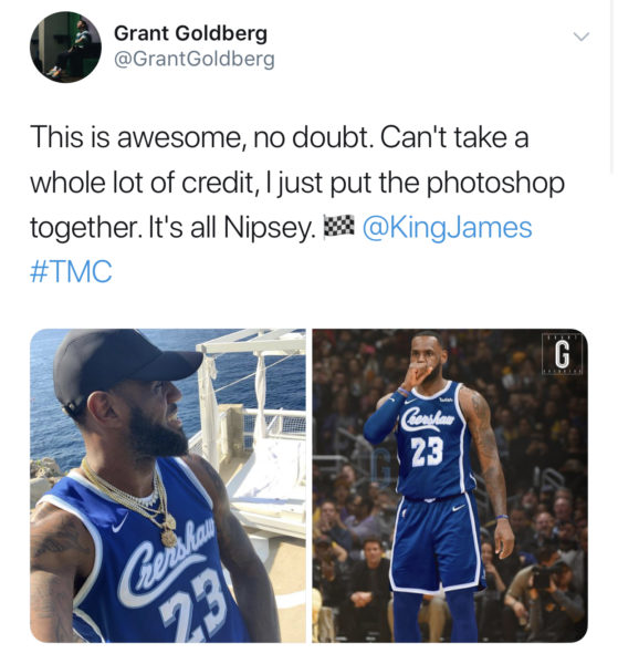 LeBron James Honors Nipsey Hussle With Custom Crenshaw Jersey, Fans Ask if  They Can Get One