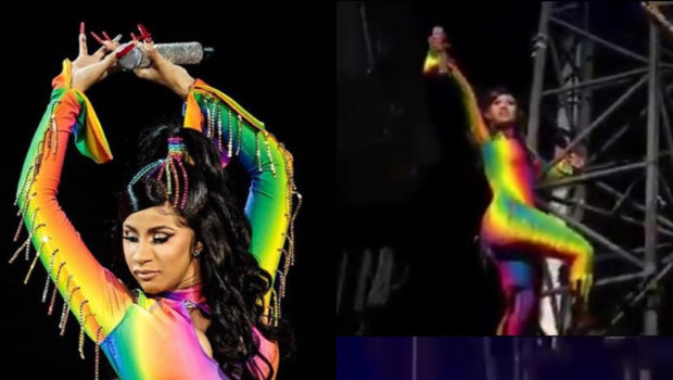 Cardi B Says “B*tch, I Was Scared!”, As She Does A New Stunt Scaling The Stage 