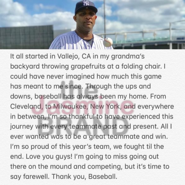 CC Sabathia Writes Emotional Goodbye Letter To Yankees, 'Love You Guys!