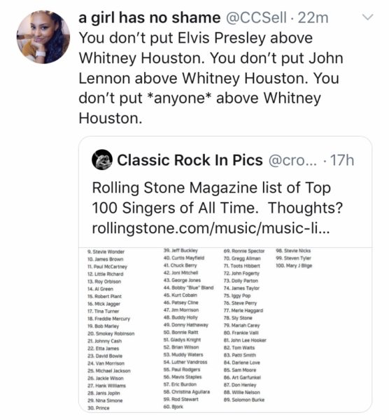 Rolling Stone Faces Backlash Over Decade-Old Top of All-Time List, Demand Whitney Houston Be Placed Higher - theJasmineBRAND