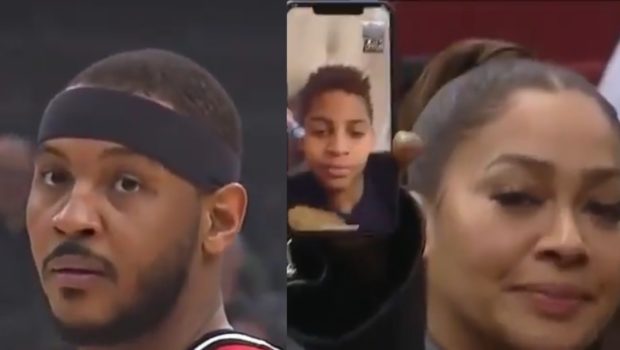 Carmelo Anthony FaceTimes With Son From Lala’s Phone After Making NBA History Against Bulls [VIDEO]