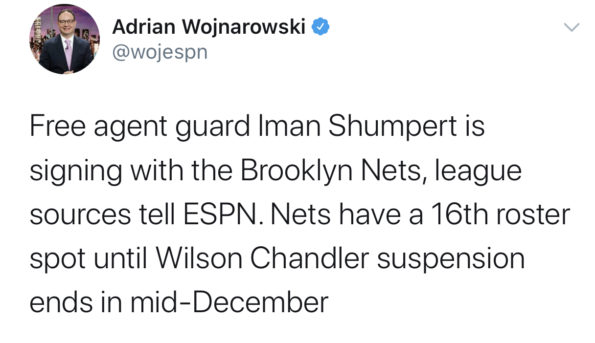 Brooklyn Nets Sign Veteran Free Agent Guard Iman Shumpert