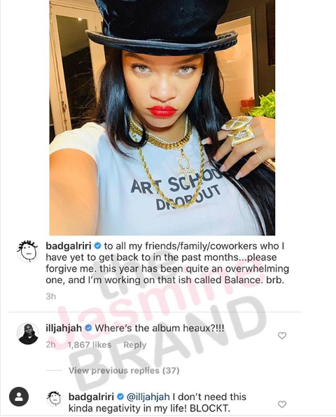 Rihanna Is Overwhelmed By Requests For New Album I Don T Need This Kinda Negativity In My Life Thejasminebrand