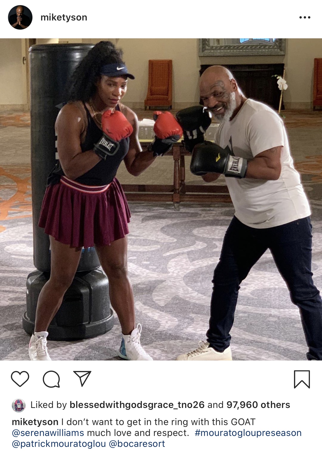 Mike Tyson Helps Train Serena Williams W Boxing Skills Video Thejasminebrand 