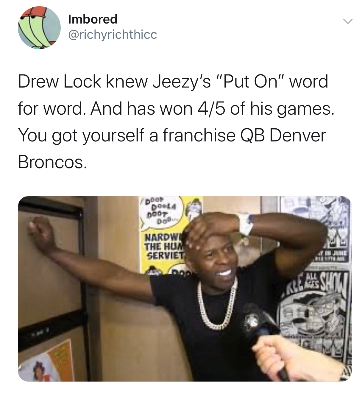 Denver Broncos' Drew Lock Rapping to Jeezy Goes Viral