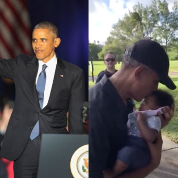 President Barack Obama Holds & Kisses Woman’s Niece In Adorable Video [WATCH]