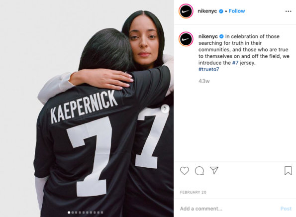 Nike instagram clearance kaepernick