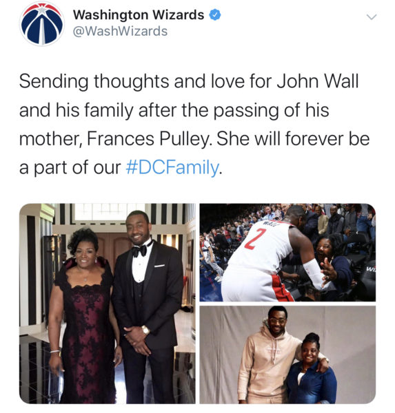 Condolences] NBA Star John Wall's Mother Frances Pulley Dies After