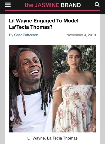 439px x 600px - Lil Wayne Spotted With Rumored FiancÃ©e La'Tecia Thomas [PHOTO] -  theJasmineBRAND