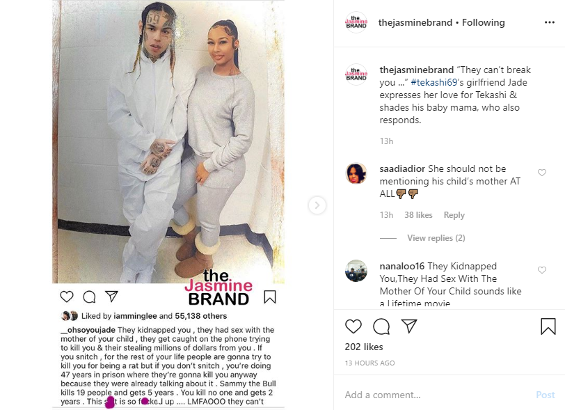 Tekashi 6ix 9ine's Girlfriend Lifts His Spirits & Calls Out His Baby ...