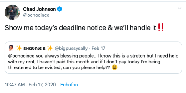 Chad 'Ochocinco' Johnson leaves $1,000 tip for restaurant worker