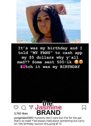 Yung Miami Says "Why Y'all Mad" After Asking Fans To Send Her Money For Her Birthday - theJasmineBRAND