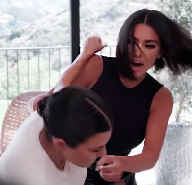 Ouch! Kourtney & Kim Kardashian Pull, Kick & Hit Each Other While Filming KUWTK