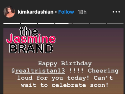 Kim Kardashian Wishes Tristan Thompson Happy Birthday