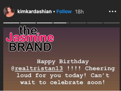 Kim Kardashian Wishes Tristan Thompson a Happy Birthday