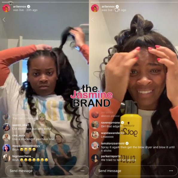 Ari Lennox Hilariously Struggles To Put On A Lacefront Wig VIDEO