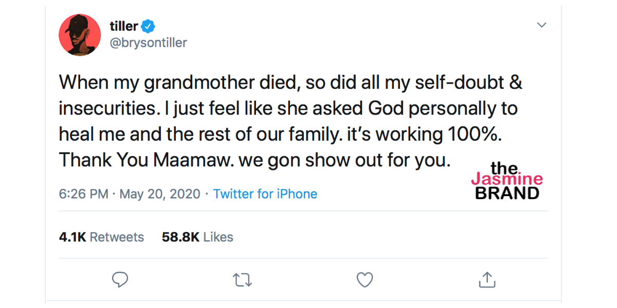 Bryson Tiller On His Grandmother's Passing When She Died, So Did All